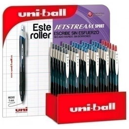 Uni-Ball SXN-150E Bolígrafo Rollerball Jetstream Sport Retráctil 1.0 mm Negro-Rojo-Azul Expositor 36 Ud