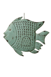 DKD Home Decor Decoración Metal Pez Azul Celeste Portavela