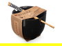 Kinvara Bowl de Gres Asiático Negro con Palillos de Bambú, 24 x 13.3 x 10.7 cm (Set de 12)