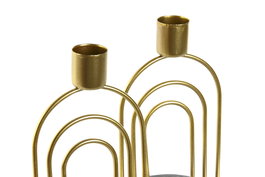 DKD Home Decor Candelabro Moderno Dorado Blanco Metal Cemento 8 x 16 x 8 cm (12 Unidades)
