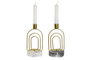 DKD Home Decor Candelabro Moderno Dorado Blanco Metal Cemento 8 x 16 x 8 cm (12 Unidades)