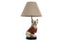 DKD Home Decor Lámpara Sobremesa Perro Blanco Rojo 26 x 46 x 26 cm Resina Metal
