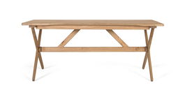 GINER Y COLOMER Mesa Rectangular de Madera de Mindi Maciza, 180 cm, Acabado Natural, Diseño Desmontable, para Comedor o Espacio de Trabajo