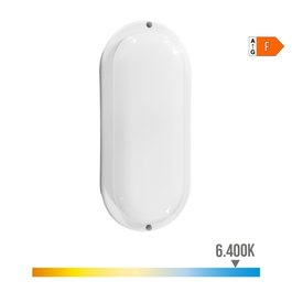 Edm Aplique LED Oval con Sensor Crepuscular y Movimiento 18W 1820lm 6400K Luz Fría IP44 Plástico Blanco 23x10.2x4.5cm