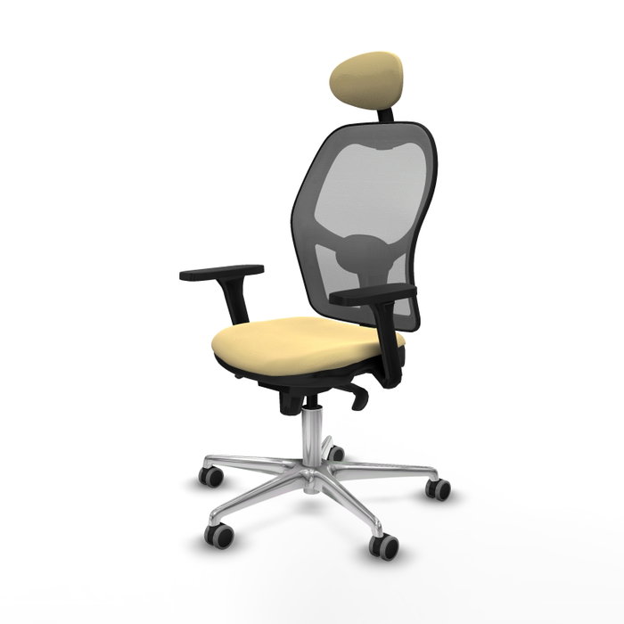 PIQUERAS Y CRESPO Silla de oficina Jorquera con mecanismo Sincro, Crema y Gris