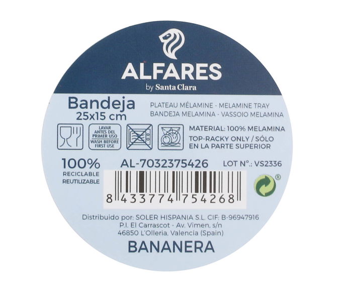 Alfares Bandeja Melamina con Brillo 25 x 15 cm para Frutas, Bananera, Hogar y Cocina, Color Surtido (12 Unidades)