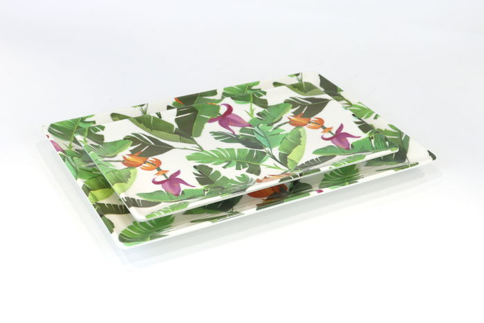 Alfares Bandeja Melamina con Brillo 25 x 15 cm para Frutas, Bananera, Hogar y Cocina, Color Surtido (12 Unidades)