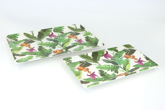 Alfares Bandeja Melamina con Brillo 25 x 15 cm para Frutas, Bananera, Hogar y Cocina, Color Surtido (12 Unidades)