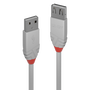 LINDY Cable de Extensión USB 2.0 Anthra Line Tipo A a Tipo A 0,2 m Gris