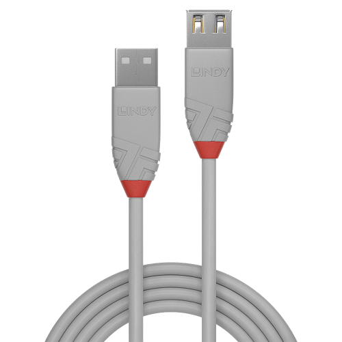 LINDY Cable de Extensión USB 2.0 Anthra Line Tipo A a Tipo A 0,2 m Gris