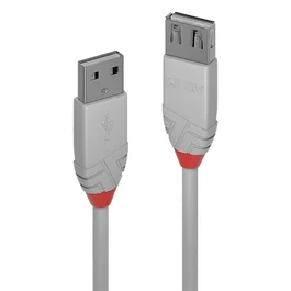 LINDY Cable de Extensión USB 2.0 Anthra Line Tipo A a Tipo A 0,2 m Gris