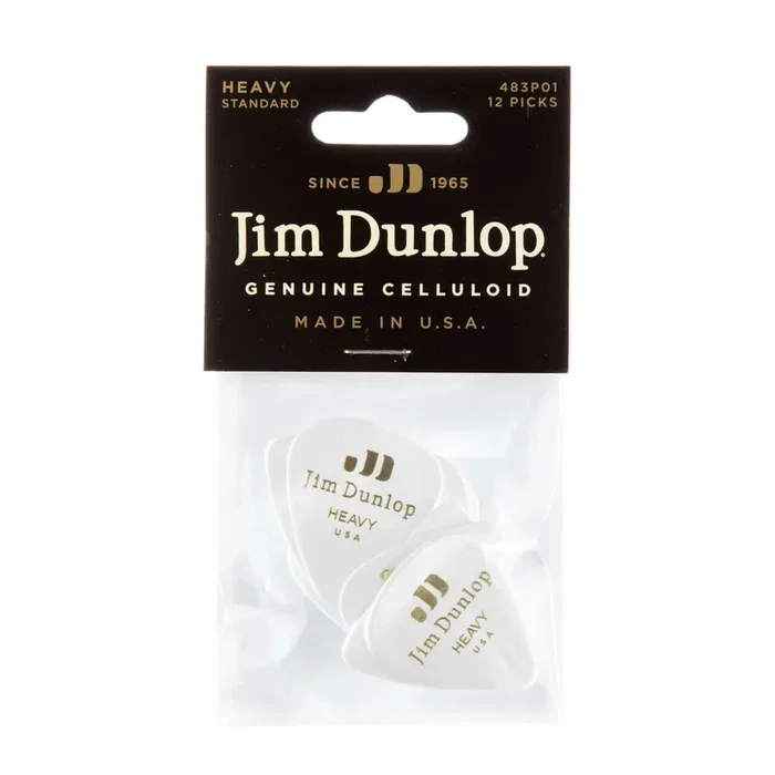Dunlop 72 Púas Genuine Celluloid Classic Blanca - Heavy