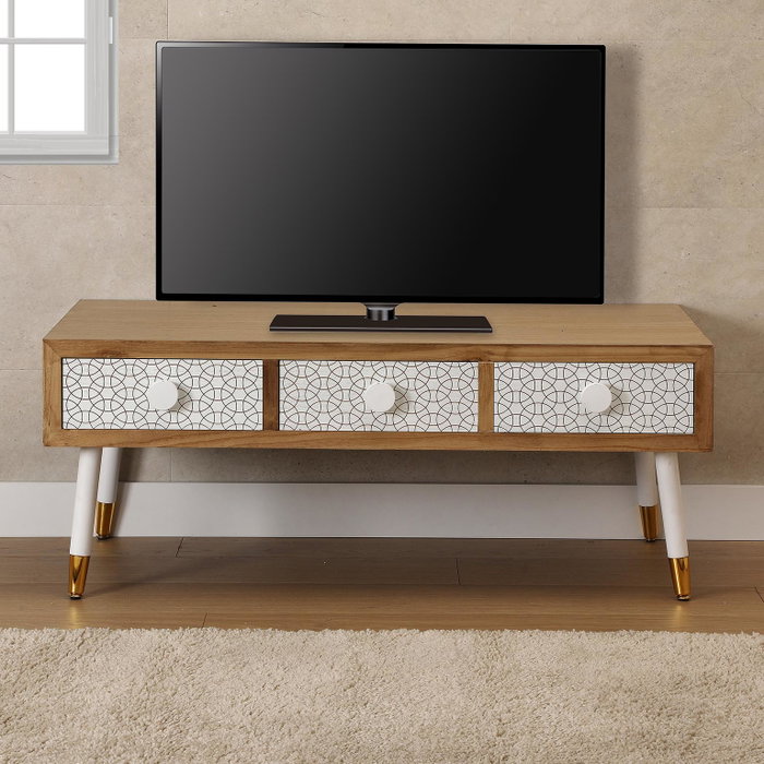 Mesa de TV Dune Versa 3 cajones, 50x43x107 cm, madera MDF y pino