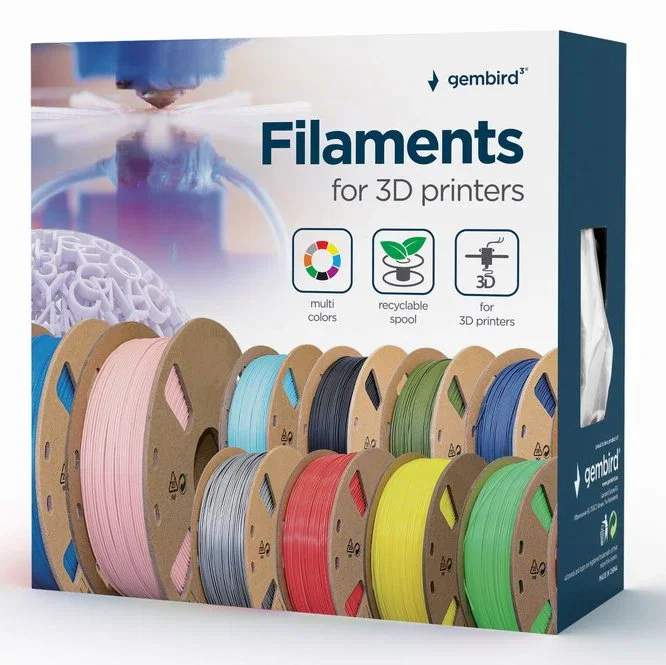 Gembird Filamento 3D PLA 1,75mm 330g Azul para Impresora 3D, Material de Impresión Ácido Poliláctico, 3DP-PLA1.75GE:01:B