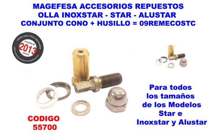 MAGEFESA Conjunto de Cono y Husillo para Olla Star e Inoxstar en Acero Inoxidable MAGEFESA Conjunto de Cono y Husillo para Olla Star e Inoxstar en Acero Inoxidable