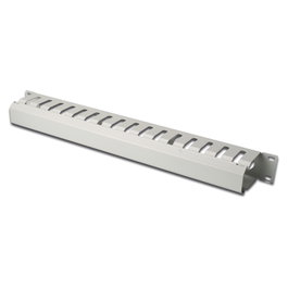 Digitus Panel de cableado 1U Gris para armario de 483 mm (19") con aberturas extraíbles