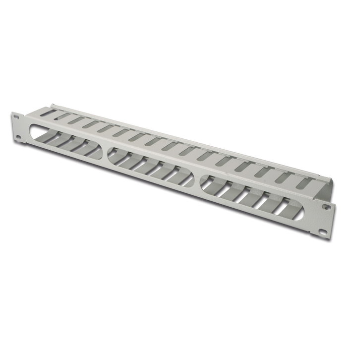 Digitus Panel de cableado 1U Gris para armario de 483 mm (19") con aberturas extraíbles