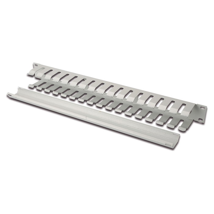 Digitus Panel de cableado 1U Gris para armario de 483 mm (19") con aberturas extraíbles