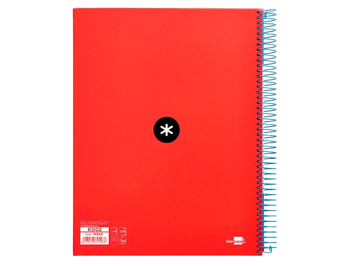 Antartik Cuaderno espiral A4 micro tapa forrada rojo 120h 90 gr