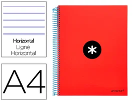 Antartik Cuaderno Espiral A4 Micro Tapa Forrada 120 Hojas 90gr Horizontal Rojo