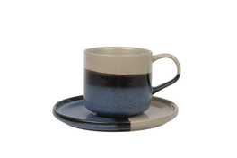 DKD Home Decor Conjunto de Taza y Platillo LOVING 25 Azul y Gris, 6 Unidades