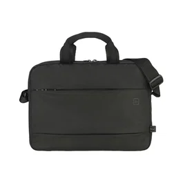 Tucano Global - Maletín para Portátil 13"/14" Negro de Tela con Tirante Hombro, Compartimento Tablet y Bolsillos