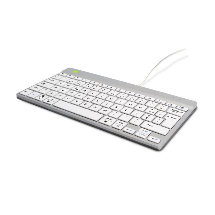 R-Go Tools Teclado Ergonómico R-Go Compact Break, Teclado Compacto con Software Break, QWERTY (PT), Cableado, Blanco