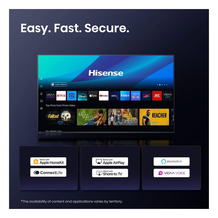 Hisense 65E77Q - Smart TV 65" (164 cm) 4K Ultra HD QLED con VIDAA OS, WiFi, Bluetooth, HDR10+, HDMI 2.1, Dolby Atmos, Negro