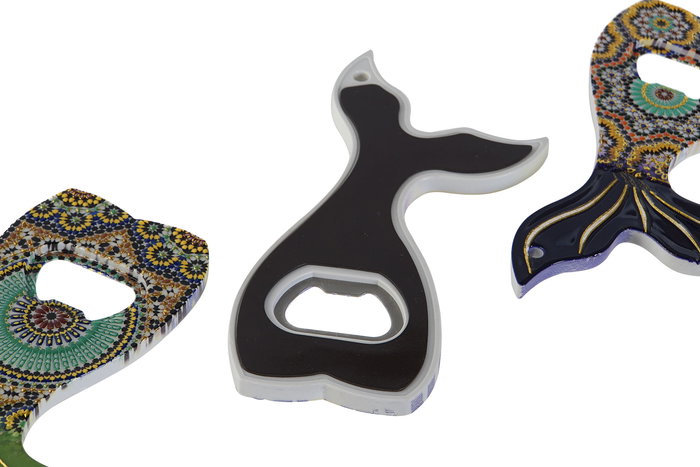 DKD Home Decor Iman Mediterraneo - Abridor Pez Decorativo en Colores Verde, Amarillo o Azul (0.7 x 14 x 8 cm) - Lote de 72 Unidades