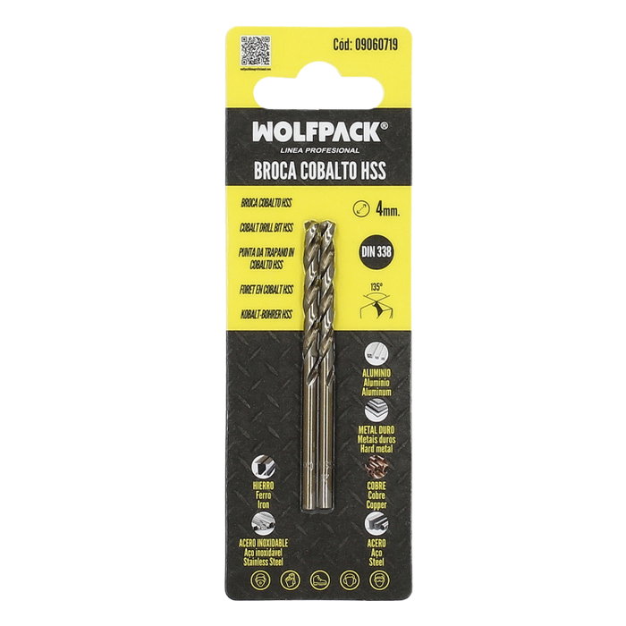 WOLFPACK LINEA PROFESIONAL Broca de Cobalto HSS Cilíndrica 4,00 mm (2 Unidades)