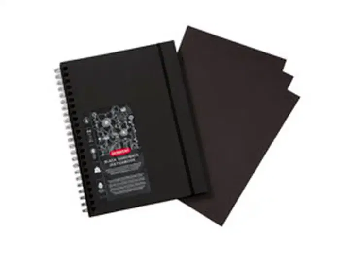 Derwent Cuaderno Espiral Dibujo Din A4 Papel Negro 40 Hojas 200 gr/m2