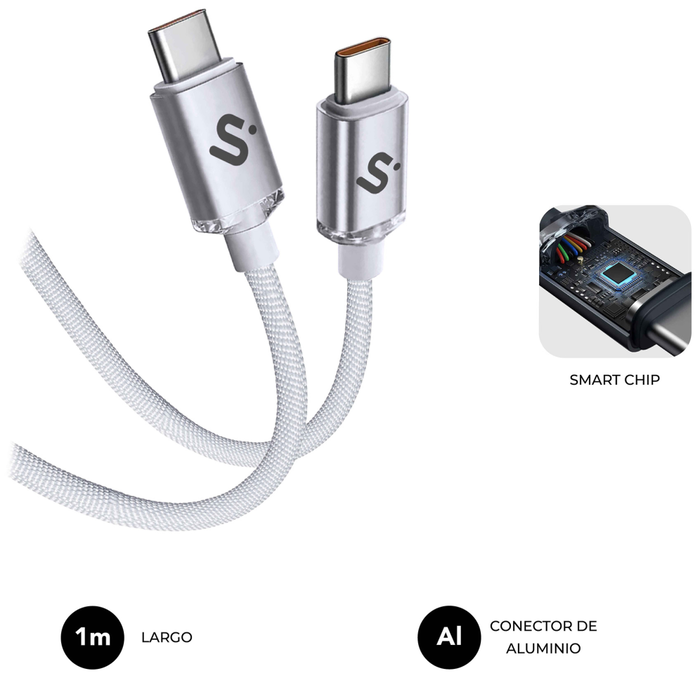 Subblim Cable Optimus USB-C a USB-C 60W 1m Blanco Subblim Cable Optimus USB-C a USB-C 60W 1m Blanco