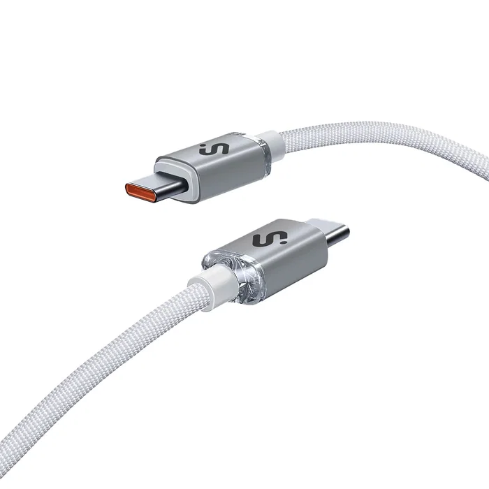 Subblim SUBCAB-C06010 Cable USB-C a USB-C 1m Blanco, Nylon Trenzado, 60W Carga Rápida PD, 480Mbps Datos para iPhone, MacBook, Galaxy, iPad, Pixel