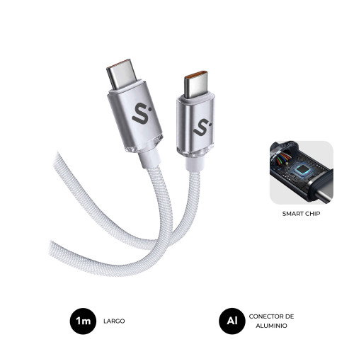 Subblim Cable Optimus USB-C a USB-C 60W 1m Blanco Subblim Cable Optimus USB-C a USB-C 60W 1m Blanco
