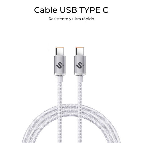 Subblim Cable Optimus USB-C a USB-C 60W 1m Blanco Subblim Cable Optimus USB-C a USB-C 60W 1m Blanco