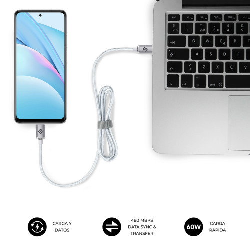 Subblim Cable Optimus USB-C a USB-C 60W 1m Blanco Subblim Cable Optimus USB-C a USB-C 60W 1m Blanco