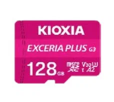 Kioxia Exceria Plus G3 128GB MicroSDXC Tarjeta de Memoria UHS-I Clase 10, U3, V30, A2, Lectura 210MB/s, Resistente al Agua y Golpes - Rosa