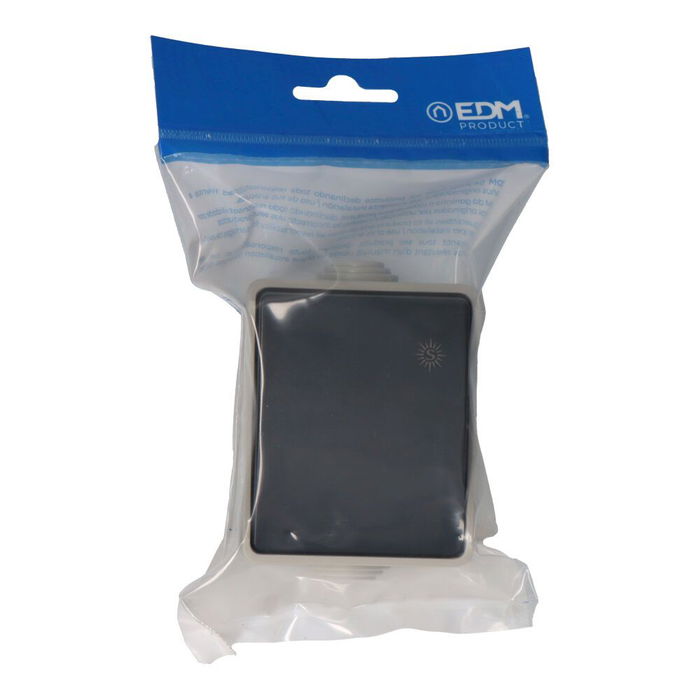 Solera Interruptor Estanco EDM IP44, 16A 250V, Superficie Gris/Negro, Polipropileno, 65x80x55 mm