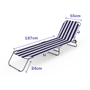 Marbueno Tumbona Plegable Acero Rayas Azules y Blancas Playa y Piscina 187X55X24 cm 10020