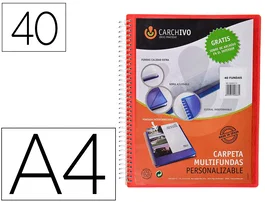 Carchivo Carpeta Archivex Roja con 40 Fundas y Cierre de Gomas DIN A4