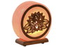 Lámpara de Sal del Himalaya Sobremesa Arabe con Flor de Loto en Acacia, Colores Marrón y Rosa, 16 x 7 x 18 cm, Incluye Bombilla
