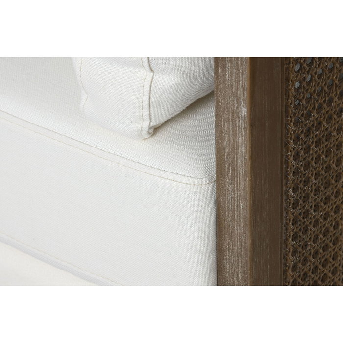 DKD Home Decor Sofá de Ratán y Poliéster Marrón y Crudo 212x208x88 cm