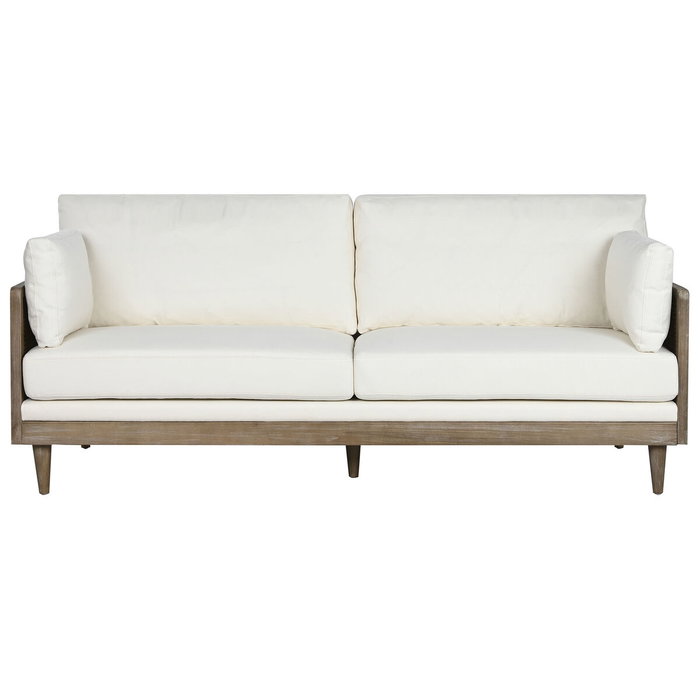 DKD Home Decor Sofá de Ratán y Poliéster Marrón y Crudo 212x208x88 cm