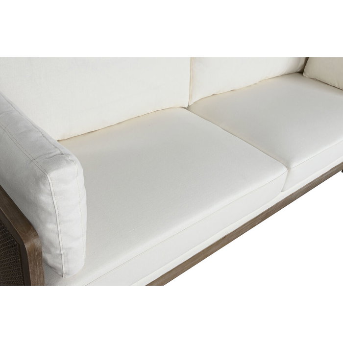 DKD Home Decor Sofá de Ratán y Poliéster Marrón y Crudo 212x208x88 cm