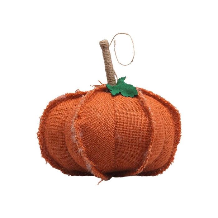 Calabaza Decorativa De Tela Naranja Con Hoja Verde 21x20 cm Calabaza Decorativa De Tela Naranja Con Hoja Verde 21x20 cm