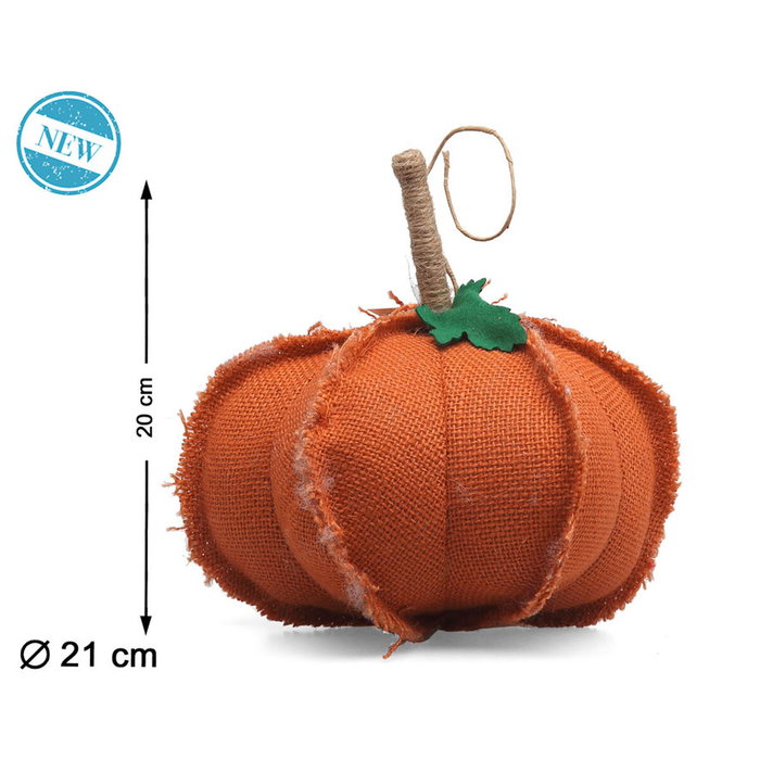 Calabaza Decorativa De Tela Naranja Con Hoja Verde 21x20 cm Calabaza Decorativa De Tela Naranja Con Hoja Verde 21x20 cm