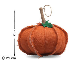 Calabaza Decorativa De Tela Naranja Con Hoja Verde 21x20 cm Para Decoración Otoñal Halloween