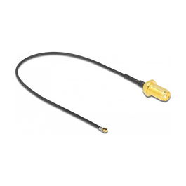 DeLOCK Cable Antena SMA Fachádza Hembra a MHF 4L LK Macho 1.37 20cm 10mm Rosca 0.2m Negro