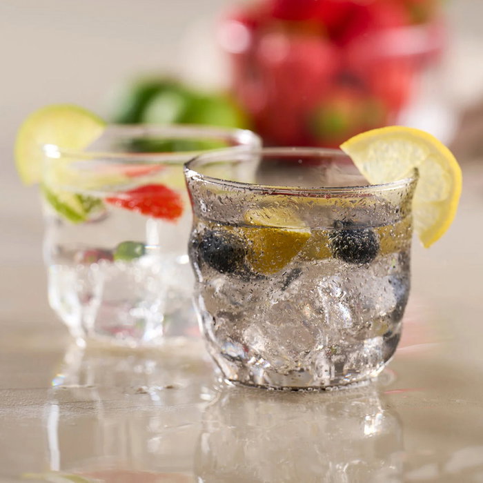 Day Vaso de Vidrio de Borosilicato 300 ml, Vaso Irregular para Bebidas, Color Gris Ahumado o Transparente (Surtido Aleatorio)
