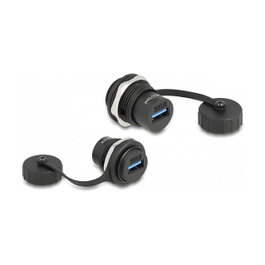DeLOCK Conector USB 3.2 Gen 1 Tipo-A con tapa protectora IP67 Negro